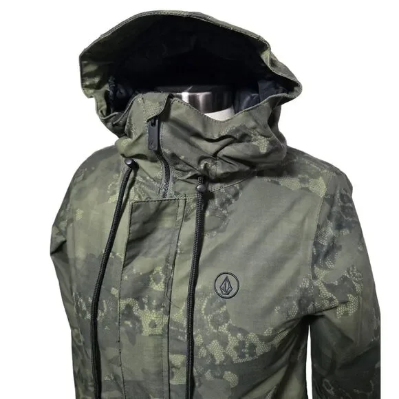 NWT Volcom Winrose Insulated Snow Jacket Womens Sz XS Camo Ski Waterproof - Picture 2 of 9